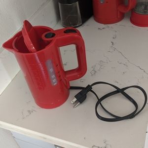 Red Bodum electric kettle